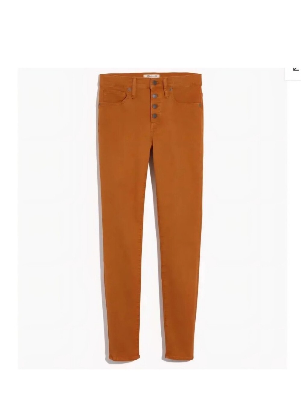 MADEWELL Mid Rise Skinny Stretch Jeans NWT Sz 33 Button Front Burnt Sienna J6660